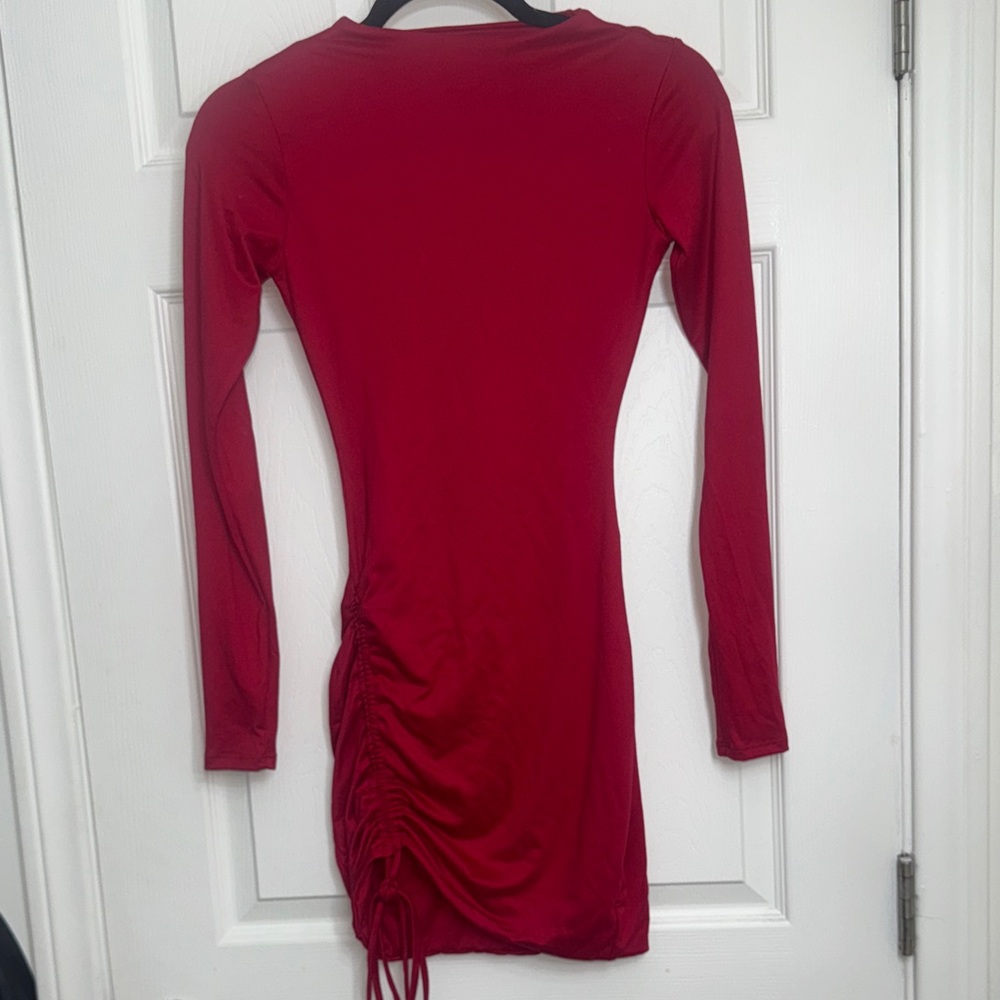 Elegant Red Long Sleeve Dress